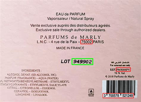 perfumes de marly batch code.